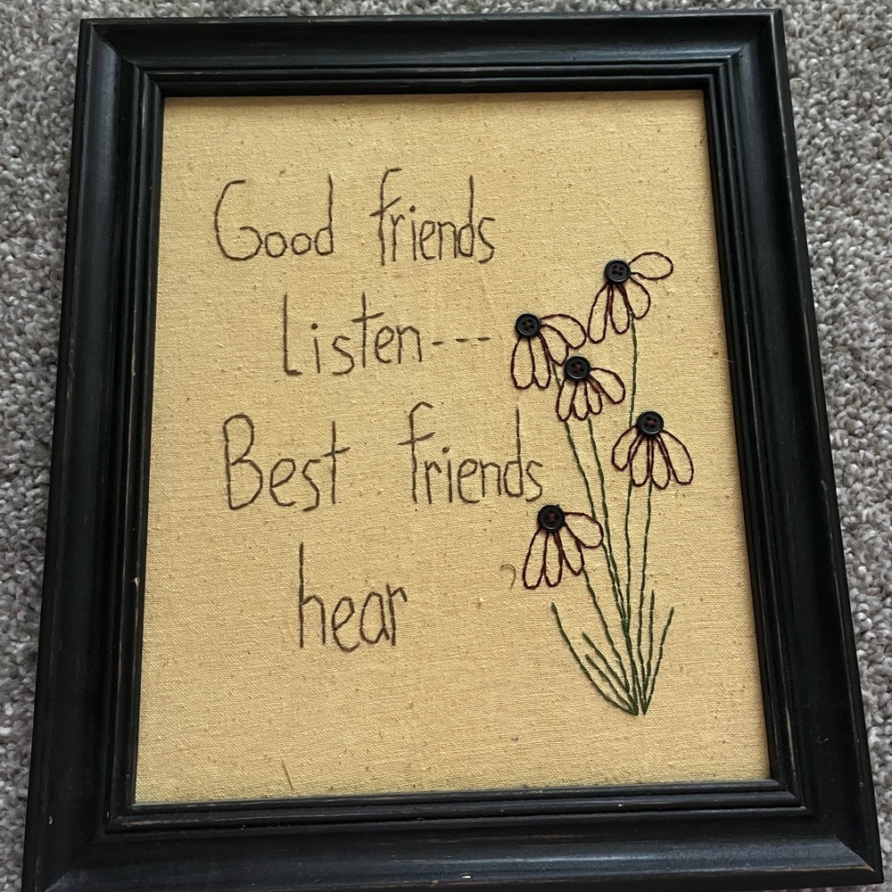 Embroidered Wall Art with Black Frame